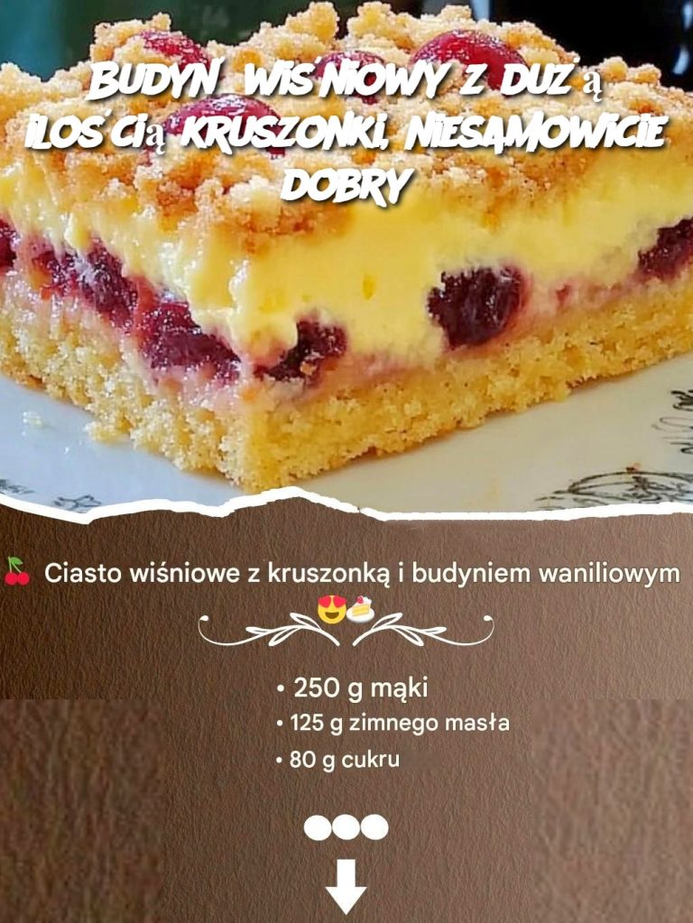 Budyń wiśniowy z dużą ilością kruszonki, niesamowicie dobry
