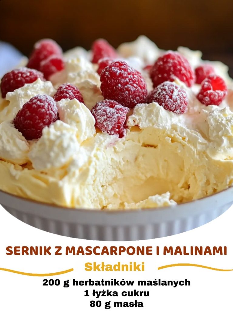 Sernik z Mascarpone i Malinami