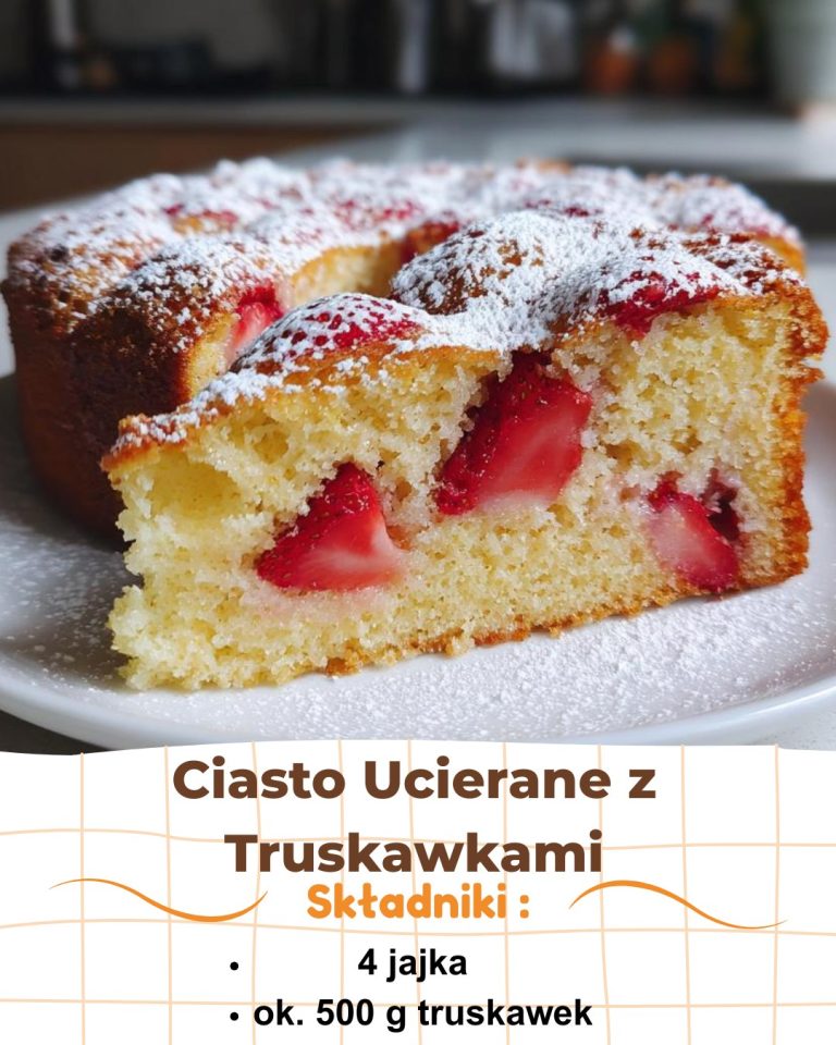 Ciasto Ucierane z Truskawkami – Puszysty Letni Wypiek Idealny do Kawy