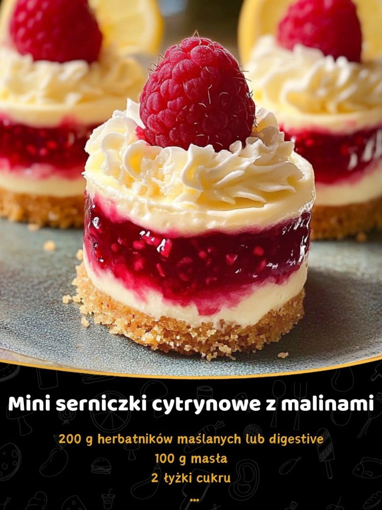 Mini serniczki cytrynowe z malinami