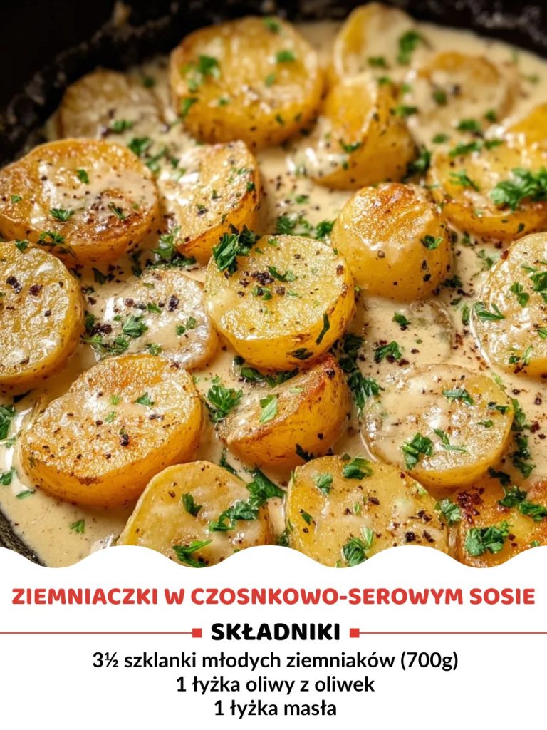 Kremowe ziemniaczki z patelni w sosie czosnkowo serowym