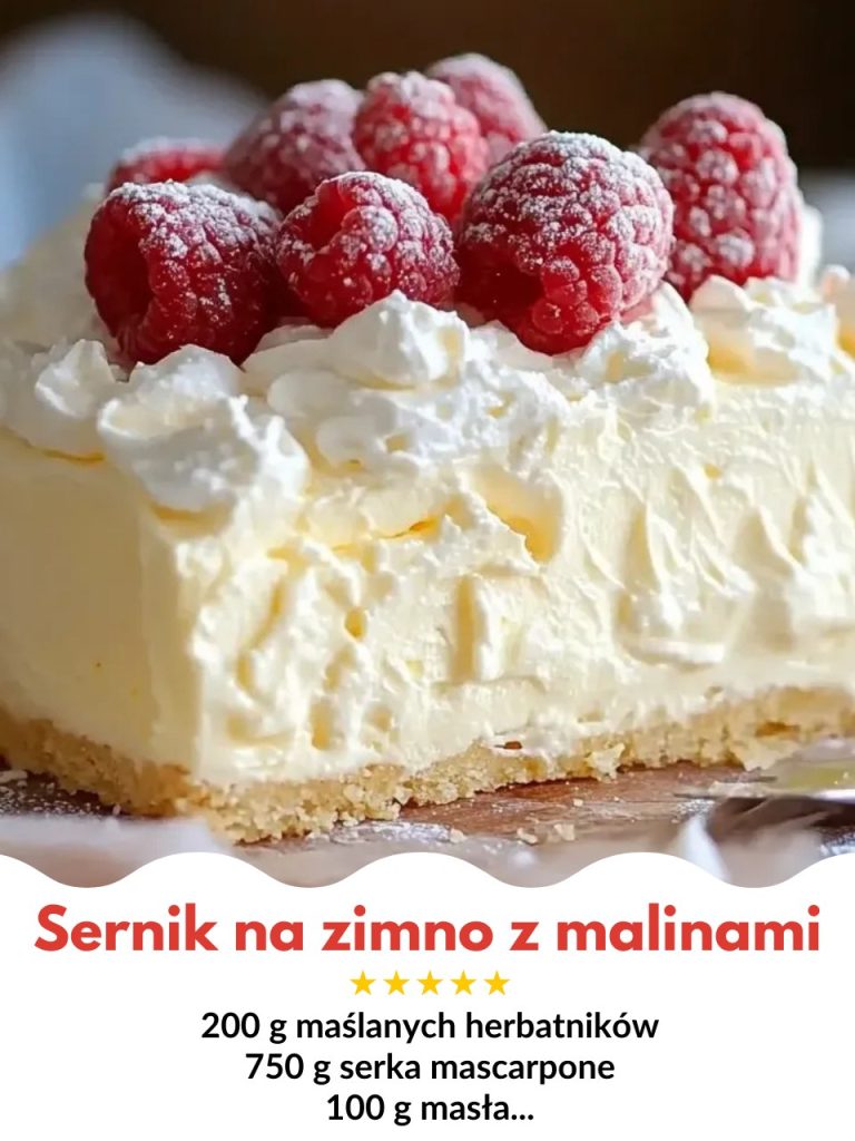 Pyszny zimny sernik z malinami