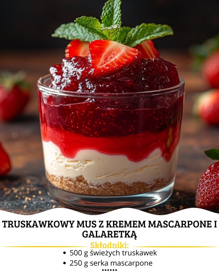 Truskawkowy Mus z Kremem Mascarpone i Galaretką to rarytas!