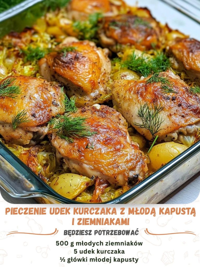 PIECZONE UDKA KURCZAKA Z MŁODĄ KAPUSTĄ I ZIEMNIAKAMI