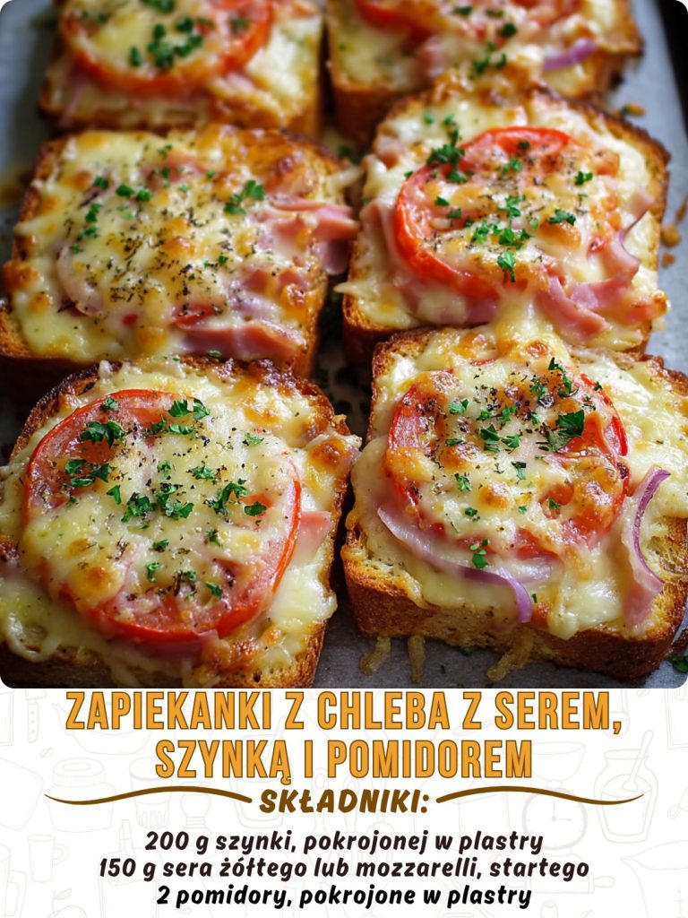 Zapiekanki z chleba z serem, szynką i pomidorem – prosty przepis!