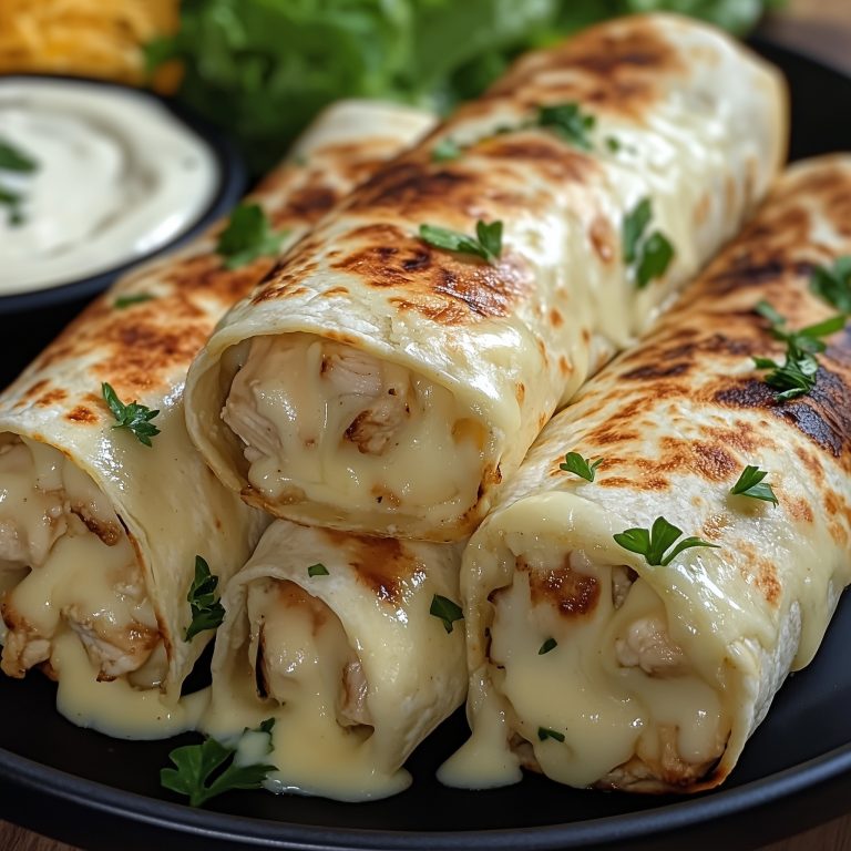 Zawijane placki z kurczakiem, czosnkiem i serem 🧄🍗🧀