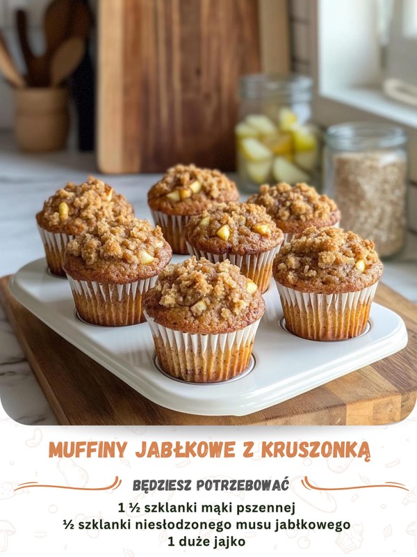  MUFFINY JABŁKOWE Z KRUSZONKĄ  To zdrowa przyjemność, która zachwyci każdego!