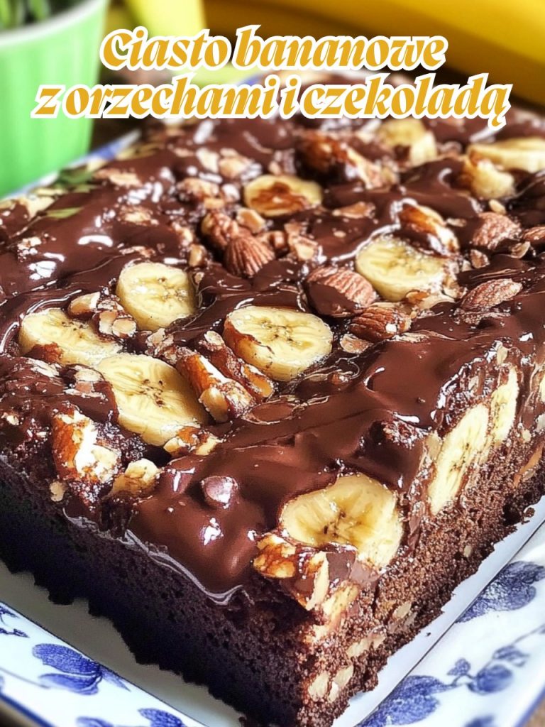 Ciasto bananowe z orzechami i czekoladą