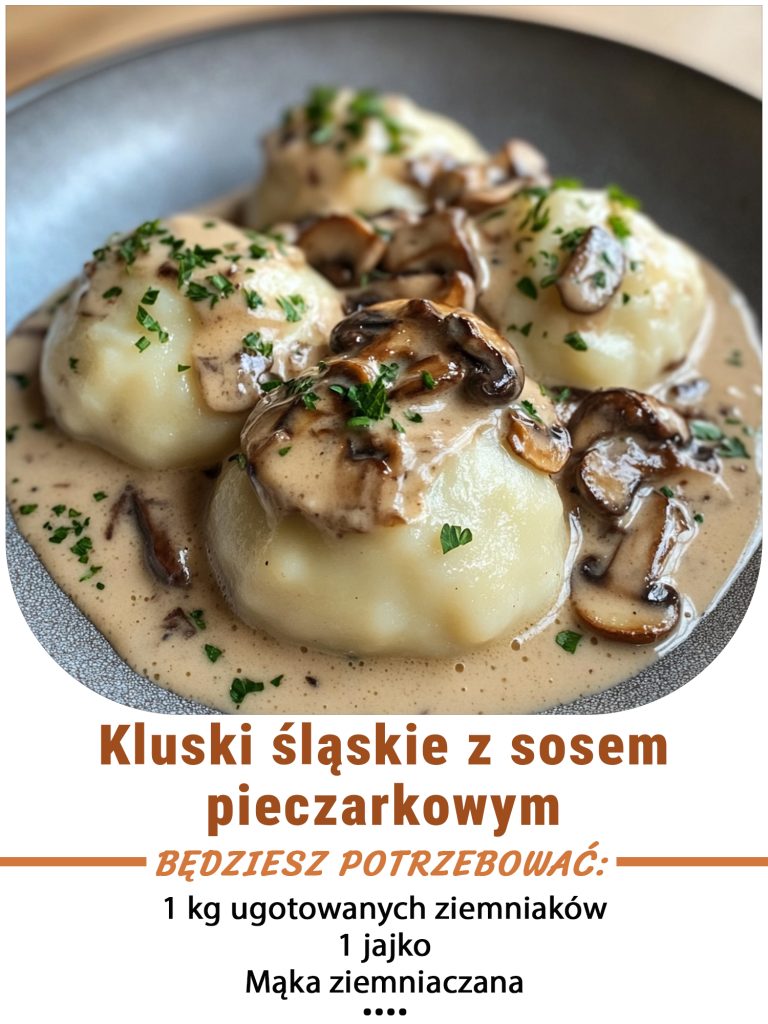 Kluski śląskie z sosem pieczarkowym