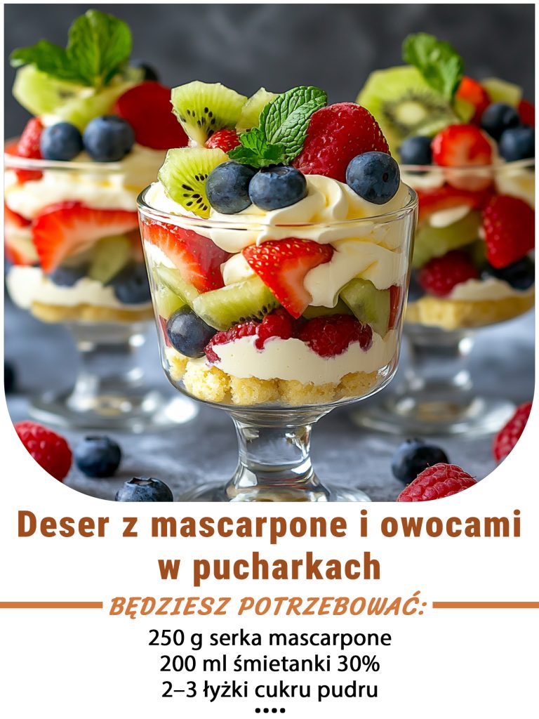 Deser z mascarpone i owocami w pucharkach