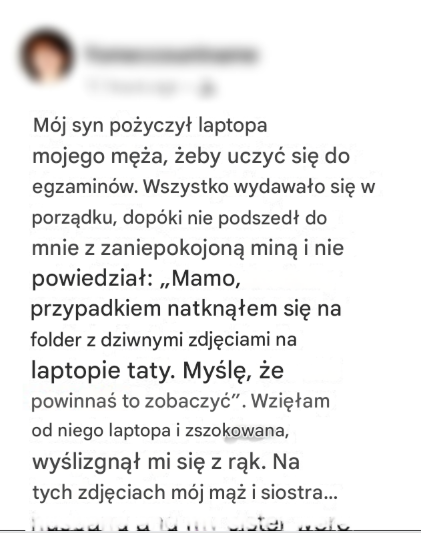 Mój mąż dał naszemu synowi laptopa, ale zapomniał usunąć z niego jego tajne zdjęcia